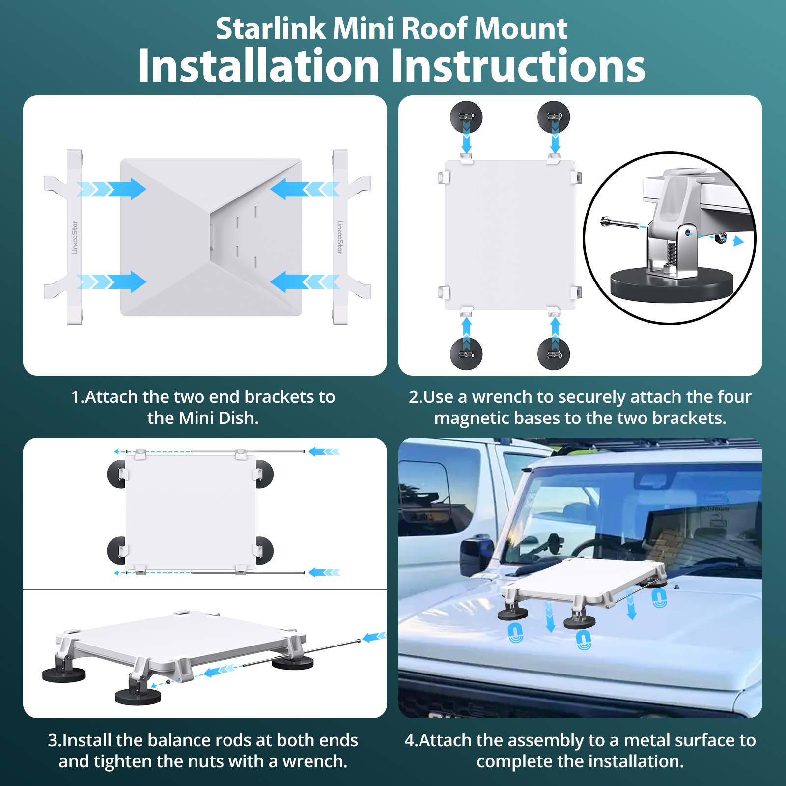 Starlink Mini Mount Kit, Magnetic Quick Release Linkoostar Starlink Mini Car Mount - Image 6