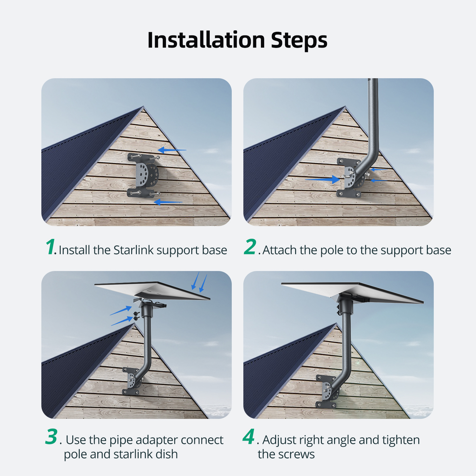 Starlink Mounting Kit, Linkoostar Adjustable Starlink Gen 2 Long Wall Mount - Image 4