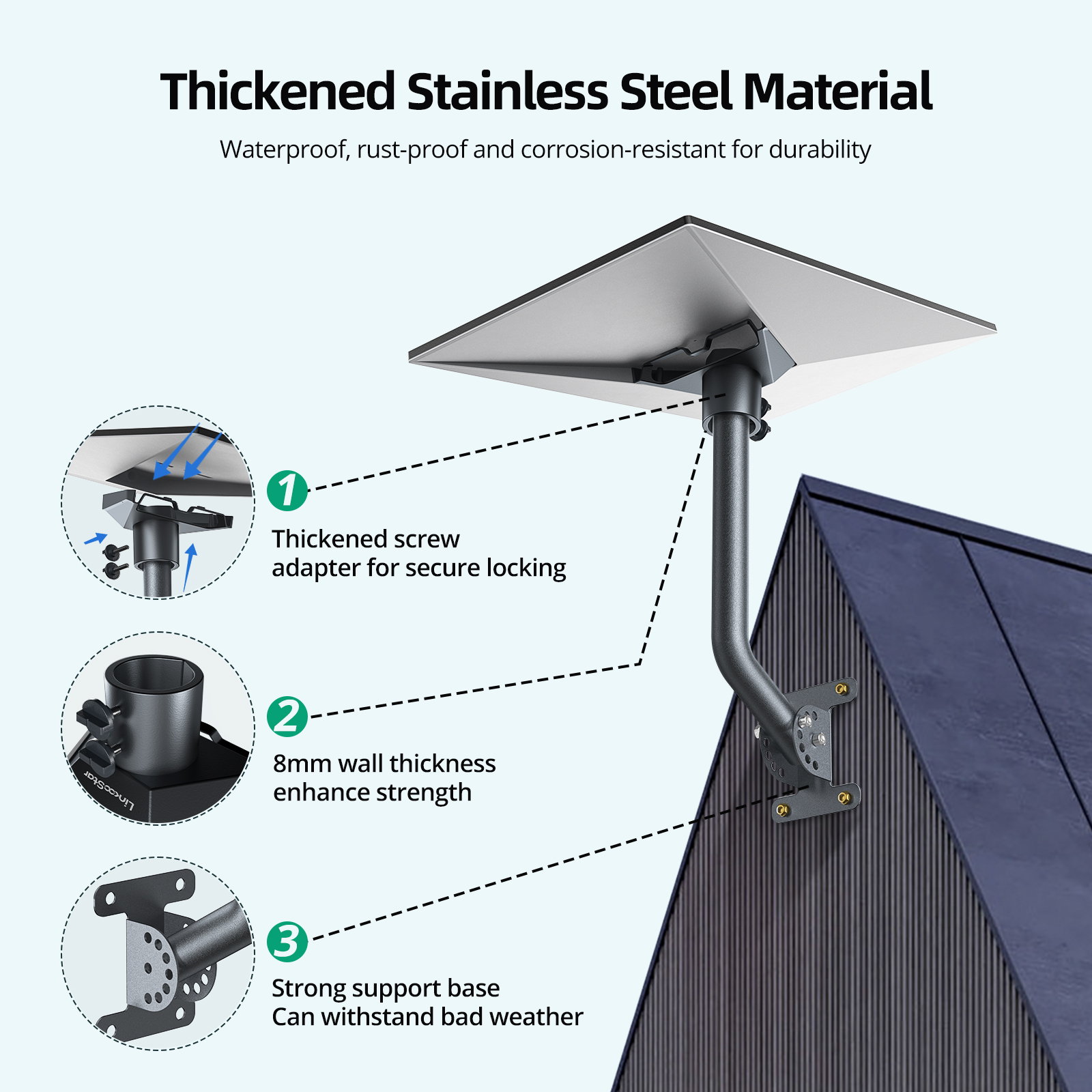 Starlink Mounting Kit, Linkoostar Adjustable Starlink Gen 2 Long Wall Mount - Image 2